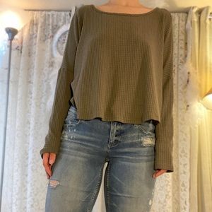 Army green waffle top